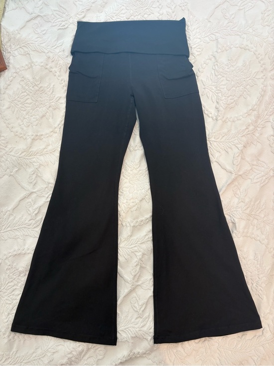 aerie Pants - aerie Black Fold-Over Flare Pants with Front Pockets